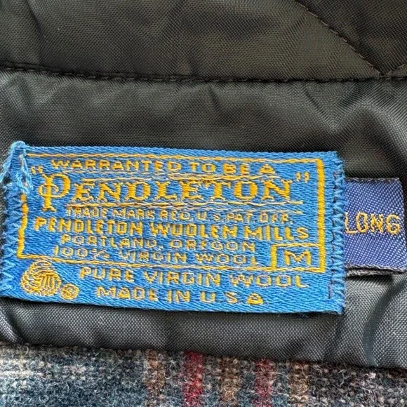 Pendleton VINTAGE 1970s Mens Plaid Wool Flannel Shirt Size M Long Made in USA - Picture 3 of 11